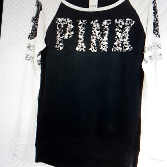 PINK Victoria's Secret Tops - PINK VS BLING LS CAMPUS TEEXS